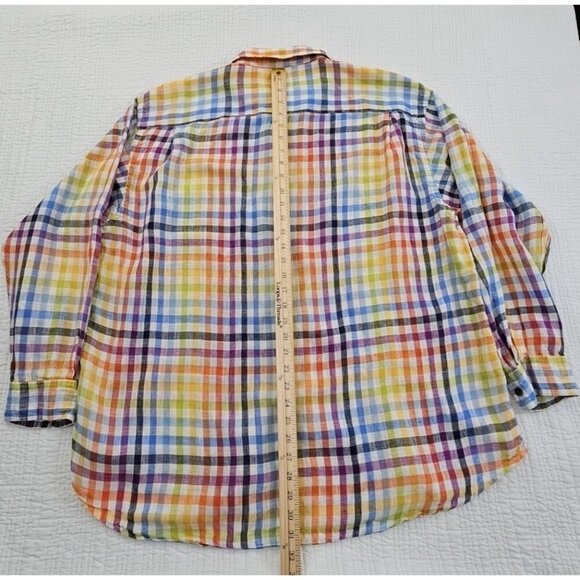 Orvis Signature Collection 100% Linen Shirt Men's XL Multicolor Plaid LS EUC - Picture 12 of 13